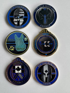 The Complete Thin Blue Line Canada Challenge Coin Set