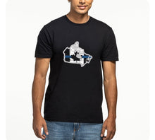 Load image into Gallery viewer, Distressed Canadian Flag Country Outline Thin Blue Line T-Shirt