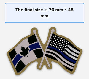 Canada-USA Crossed Thin Blue Line Flags Magnet