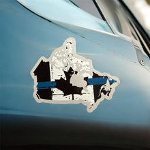 Load image into Gallery viewer, 3 " Tattered / Distressed Canadian Flag Country Outline Thin Blue Line Magnet
