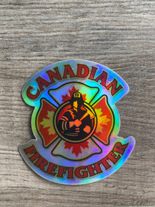 Canadian Firefighter Decal / Sticker (Regular or Holographic) 2.86 " x 3 "