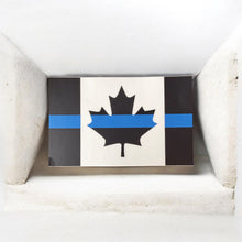 Load image into Gallery viewer, CUSTOMER APPRECIATION MONTH, 1 FREE STICKER ($7.99 value) on ALL orders!  4" x 2.5" Classic Thin Blue Line Canadian Flag Vinyl Sticker / Decal