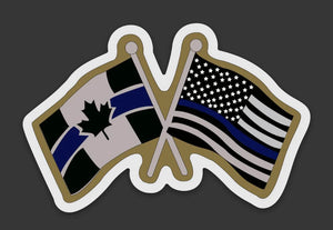 Canada-USA Crossed Thin Blue Line Flags Magnet