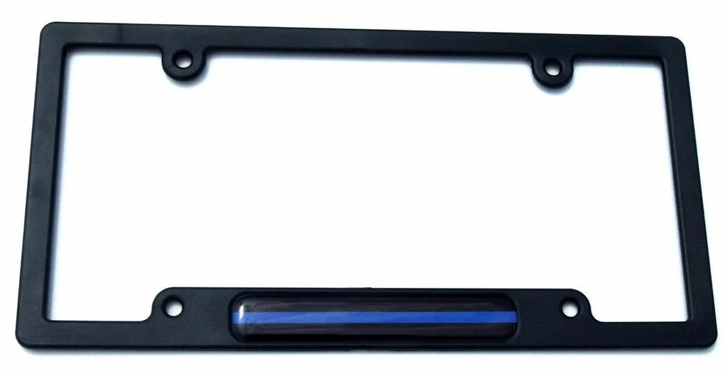 Thin Blue Line Police Flag Metal Black Car License Plate Frame Holder