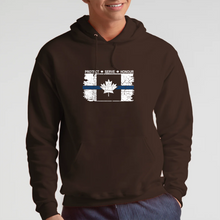 Load image into Gallery viewer, Original Tattered Thin Blue Line Canadian WHITE Flag Classic Unisex Hoodie (with FREE sticker for a limited time)