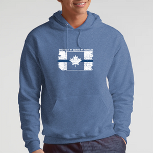 Original Tattered Thin Blue Line Canadian WHITE Flag Classic Unisex Hoodie