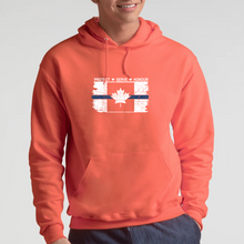 Load image into Gallery viewer, Original Tattered Thin Blue Line Canadian WHITE Flag Classic Unisex Hoodie (with FREE sticker for a limited time)