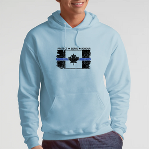 Original Tattered Thin Blue Line Canadian BLACK Flag Classic Unisex Hoodie