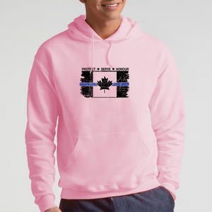 Original Tattered Thin Blue Line Canadian BLACK Flag Classic Unisex Hoodie (with FREE sticker for a limited time)