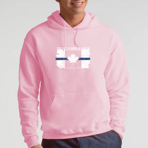 Original Tattered Thin Blue Line Canadian WHITE Flag Classic Unisex Hoodie (with FREE sticker for a limited time)