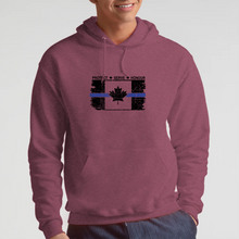 Load image into Gallery viewer, Original Tattered Thin Blue Line Canadian BLACK Flag Classic Unisex Hoodie (with FREE sticker for a limited time)