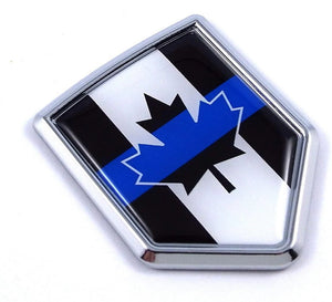 2.35" x 1.85” Thin Blue Line Canada Black Car Auto Emblem 3D Decal Bumper Sticker (2 Colours)