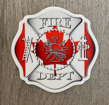 Load image into Gallery viewer, Canadian Flag Fire Dept. Sticker  (2.86 &quot; x 3 &quot;)