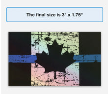 Load image into Gallery viewer, TATTERED Thin Blue Line Canada Flag Decal / Sticker (2 sizes)