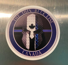 Load image into Gallery viewer, Thin Blue Line Canada 2 &quot; Round Spartan Helmet Magnet