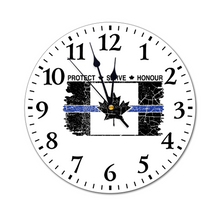 Load image into Gallery viewer, Classic Thin Blue Line Tattered Flag Round Non-Ticking 9.8&quot;  Wall Clock