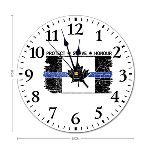 Classic Thin Blue Line Tattered Flag Round Non-Ticking 9.8"  Wall Clock