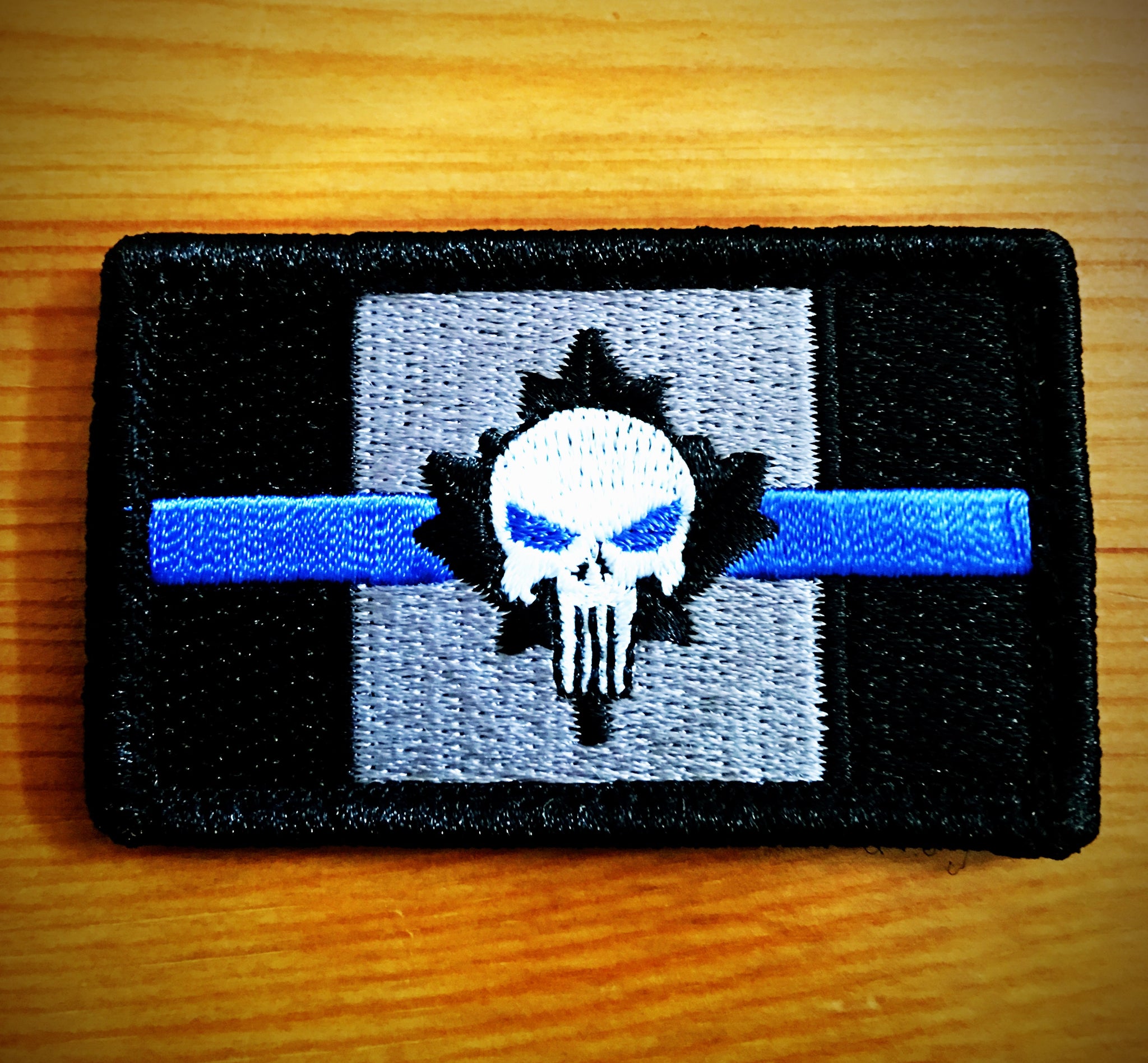 4 Pcs Blue Line Canada Flag Tactical Patches - Hook & Loop, 1.75x3.5 Inch