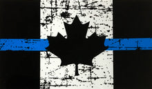 Load image into Gallery viewer, TATTERED Thin Blue Line Canada Flag Decal / Sticker (2 sizes)