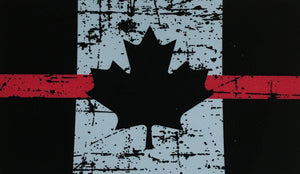 TATTERED THIN RED LINE CANADA FLAG DECAL/STICKER