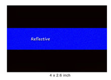 Load image into Gallery viewer, Reflective Police Thin Blue Line Bumper Decals (4&quot; x 2.6&quot;)