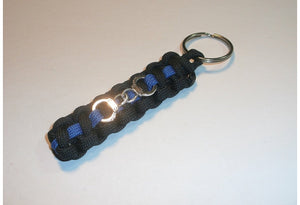 Thin Blue Line Keychain / FOB  with Blue Line and Handcuffs