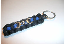 Load image into Gallery viewer, Thin Blue Line Keychain / FOB  with Blue Line and Handcuffs