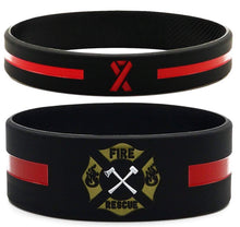 Load image into Gallery viewer, Thin Red Line Silicone Wristbands - Jewelry Gifts Accessories for Fire Fighters