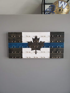 Thin Blue Line Canada Flag Challenge Coin Display