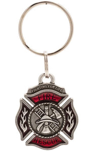 Firefighter/ Rescue Keyring - Pewter - Key Fob