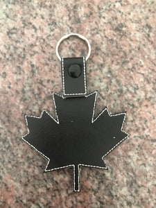 Thin Blue Line Canada Maple Leaf Keychain