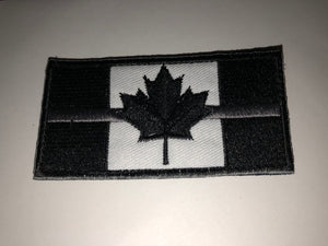Thin Silver or Thin White Line Canadian Flag Patch (8 cm x 4 cm)
