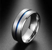 Load image into Gallery viewer, Thin Blue Line Titanium Ring