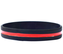Load image into Gallery viewer, Thin Red Line Silicone Bracelet