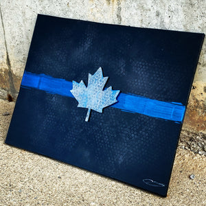 Custom Thin Blue Line Canvas with 3D Portrait or Emblem (Free Shipping)