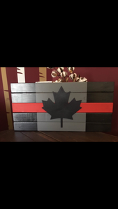Beautiful Handcrafted Wooden Thin Blue Line / Thin Red /Thin White / Thin Silver / Thin Green or Thin Yellow Canadian Flag Sign