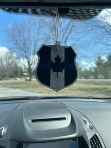 Summer / Fall Promo: With each order of $59.99 and over (pre tax/shipping), you receive this Thin Blue Line Canada Badge Shape Car Air Freshener absolutely FREE! (Must add Air Freshener to cart and enter promo code FREEFRESHENER at check out