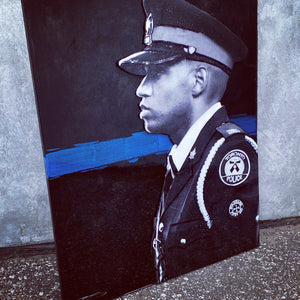 Custom Thin Blue Line Canvas with 3D Portrait or Emblem (Free Shipping)