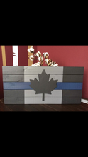 Load image into Gallery viewer, Beautiful Handcrafted Wooden Thin Blue Line / Thin Red /Thin White / Thin Silver / Thin Green or Thin Yellow Canadian Flag Sign