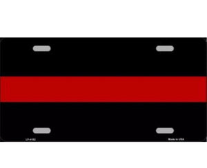 THIN RED LINE FIREFIGHTER METAL ALUMINUM NOVELTY CAR LICENSE PLATE