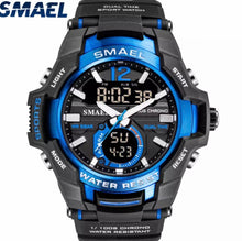 Load image into Gallery viewer, Thin Blue Line Inspired Sports Watch Waterproof 50M Analog Alarm Clock Big Dial Dual Display Wristwatch Digital Watch Stopwatch