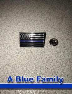 Metal Thin Blue Line American Flag Lapel Pin