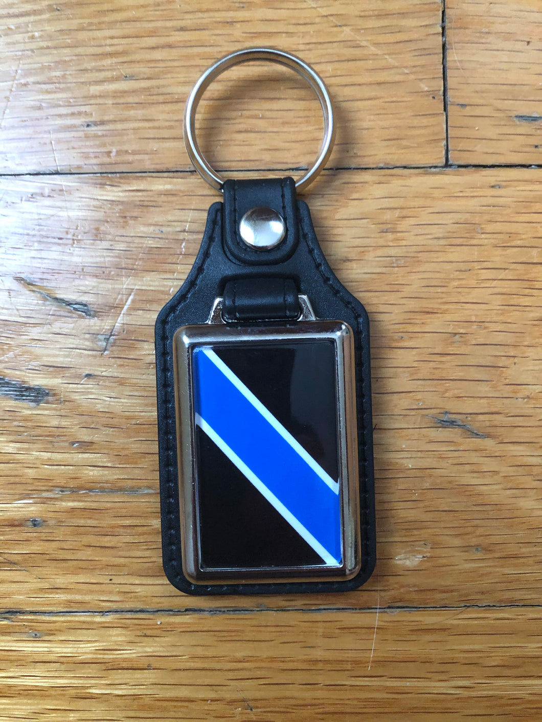 THIN BLUE LINE POLICE SHERIFF FAUX LEATHER KEY RING
