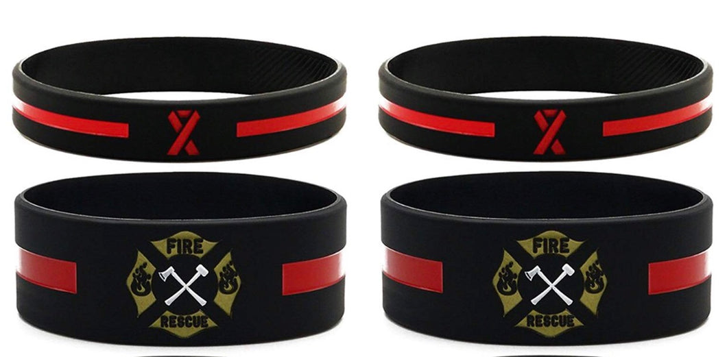 Thin Red Line Silicone Wristbands - Jewelry Gifts Accessories for Fire Fighters