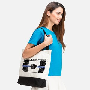 Thin Blue Line Canada Large Cotton Tote Bag