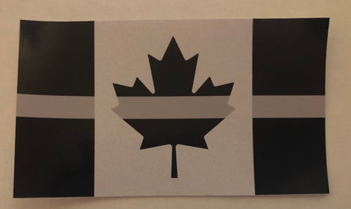 Thin Silver Line Canadian Flag Decal / Sticker (9 cm x 5 cm)
