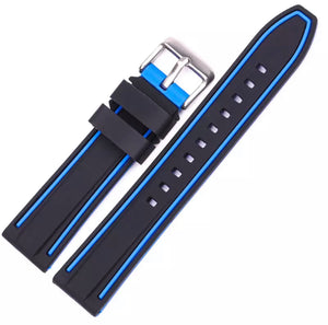 Thin Blue Line / Thin Red Line Silicone Smart Watch Double Line Replacement Band (20, 22, 24, 26 mm FREE Shipping)
