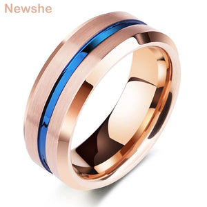 Thin Blue Line Rose Gold Tungsten Carbide Ring
