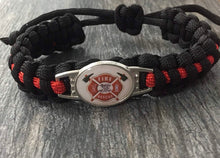 Load image into Gallery viewer, Thin Red Line Firefighter Paracord Bracelet
