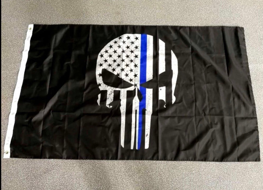 Thin Blue Line America Full Size Punisher Flag